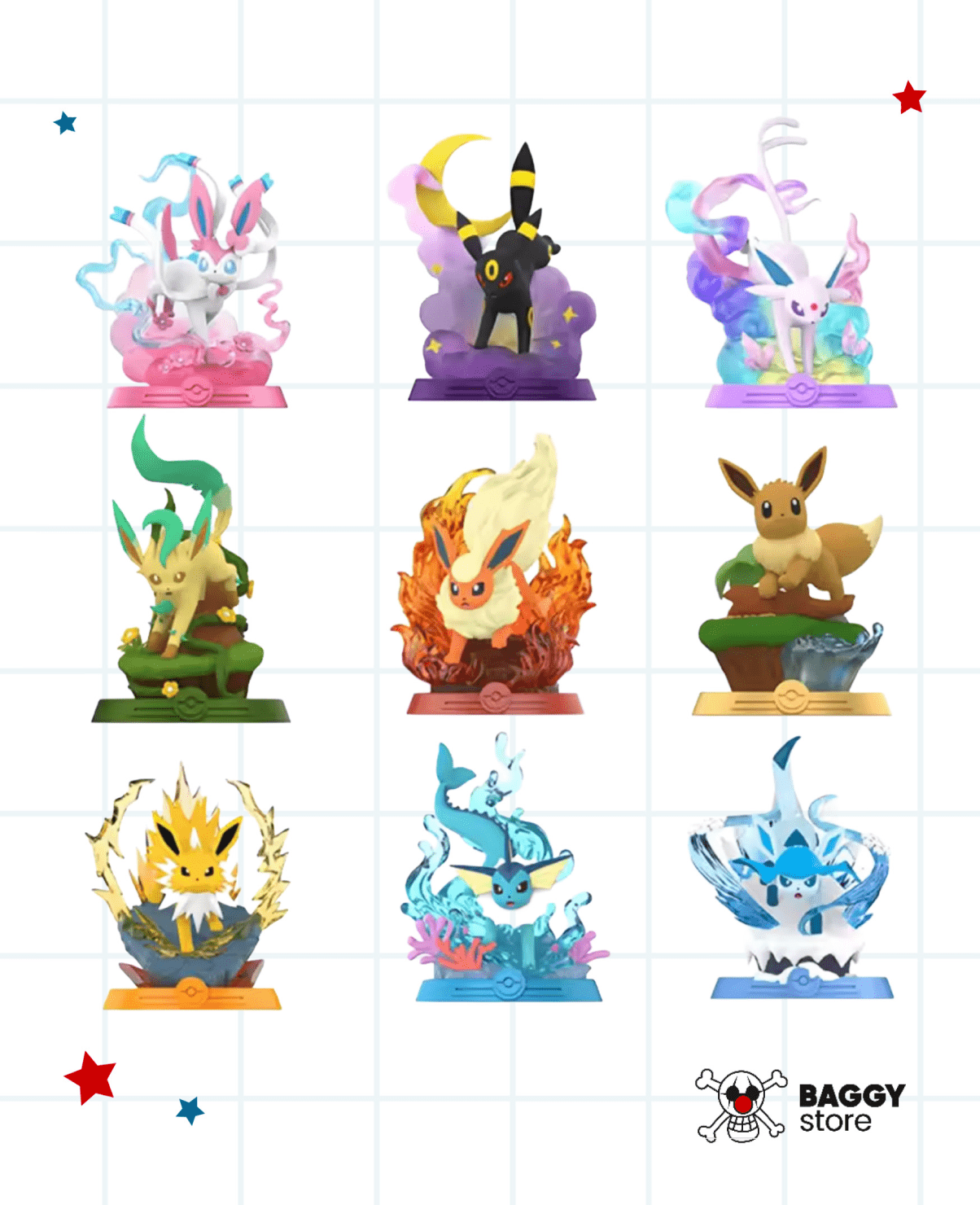 Figurine Mystère Pokémon de Évoli et ses Évolutions